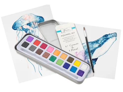 Aquarelverf Nassau Art blik à 18 napjes en penseel