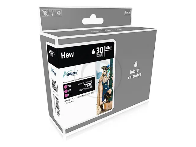 As46135 Astar Hp 711 Dnj Inkt Magenta Rebuilt Chip 3X29ml 3-PACK