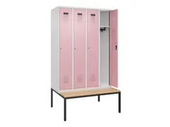 locker met bank,HxBxD 2120x1200x815mm,4vak,vak B 300mm,cilinderslot