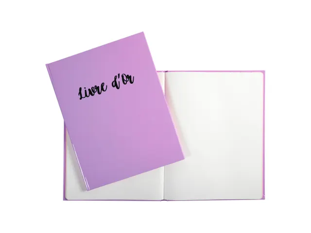 Livre d'or 100 pages tranche or - Format 27x22cm - AQUAREL - Mauve