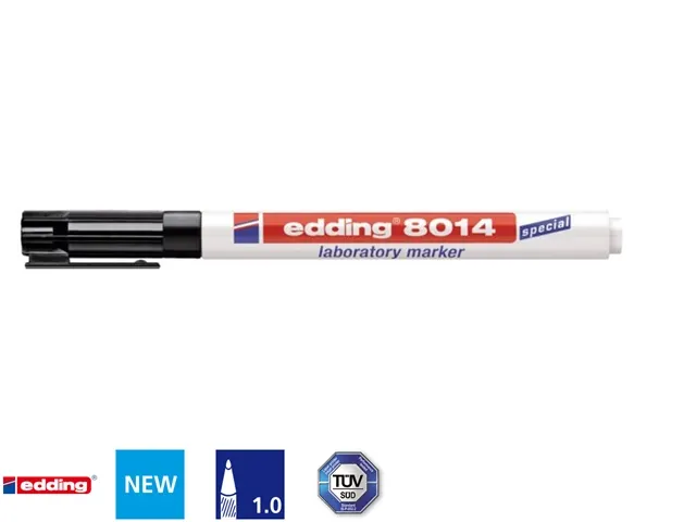 Viltstift edding 8014 laboratory ronde punt 1mm F zwart