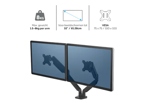 Monitorarm Fellowes Platinum Serie Duo wit