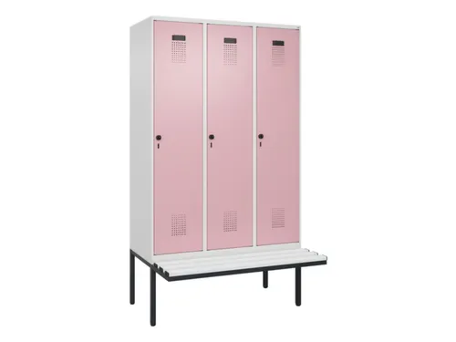 locker met bank,HxBxD 2120x1200x815mm,3vak,vak B 400mm,draaigrendel