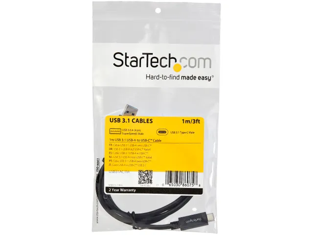 1 meter USB-A naar USB-C laadkabel USB 10Gbps 3A Charge & Sync M/M