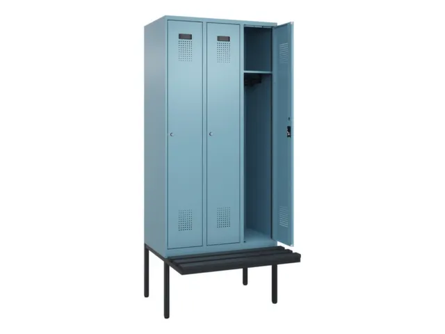 locker met bank,HxBxD 2120x900x815mm,3vak,vak B 300mm,cilinderslot