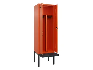 PBM-locker met bank,HxBxD 2120x600x815mm,2vak,vak B 300mm,draaigrendel - 1
