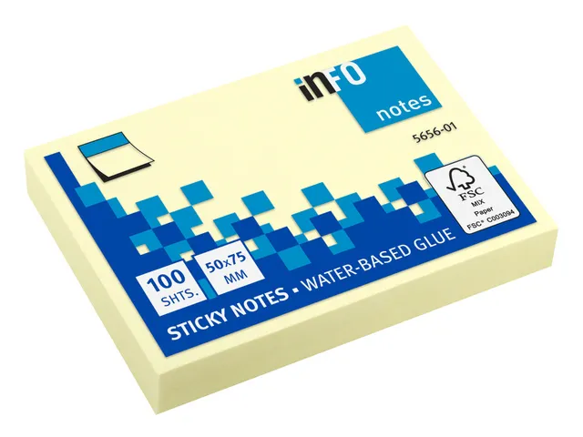 Bloc-mémos Sticky Notes 50x75mm jaune bloc de 100 feuilles