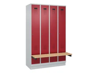 locker met bank,HxBxD 1950x1200x815mm,4vak,vak B 300mm,cilinderslot - 2