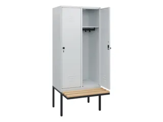 locker met bank,HxBxD 1950x800x815mm,2vak,vak B 400mm,draaigrendel - 2