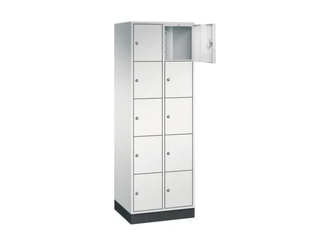 lockerkast,RAL 7035,HxBxD 1950x620x500mm,2x5vakken,cil.-slot,sokkel