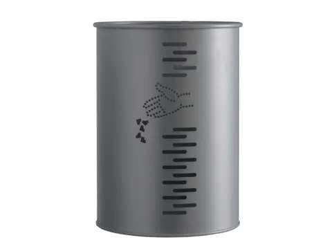 prullenmand,22l,HxØ 390x290mm,paalmontage,romp staal mangaangrijs