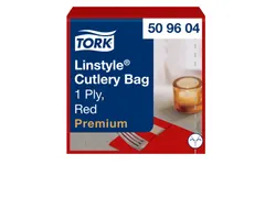 Bestekpochette Tork LinStyle 1-laags 50st duurzaam rood 509604