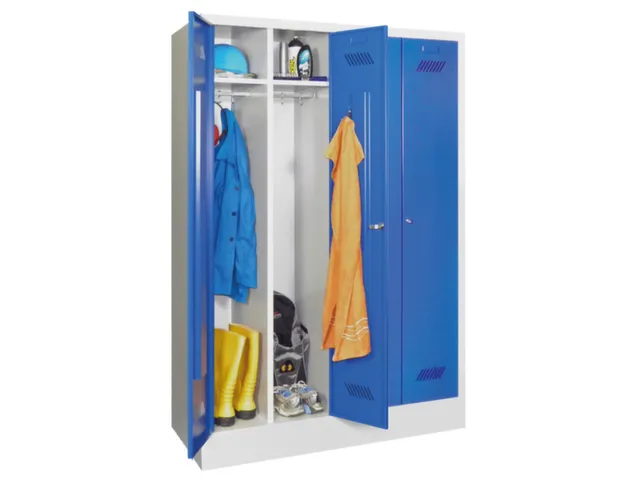 garderobekast,HxBxD 1850x1170x500mm,4vak,RAL7035,front RAL7016