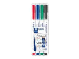 Viltstift Staedtler 301 whiteboard pen rond 1mm 4 stuks assorti - 1