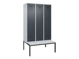 locker met bank,voor scheiding van kleding,HxBxD 2120x1200x815mm,3vak - 2