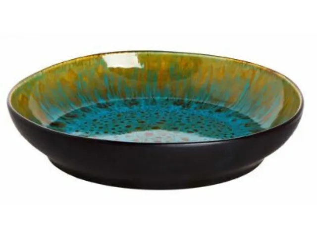 Palmer Bord diep Lotus 21cm TurquoiZwart Stoneware (4 stuks)