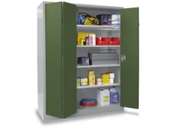 Vouwdeurkast 1950x1200x600mm 4legborden Verzinkt Ral7035 Front Ral6011