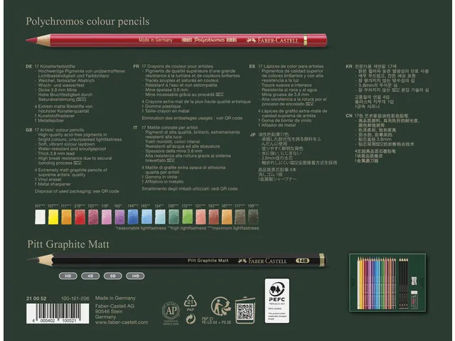 Tekenset Faber-Castell Polychromos en Pitt Grafiet Mat 23-delig
