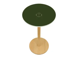 statafel,HxØ 1100x600mm,rond,schotelvoet natuur,blad groen - 1
