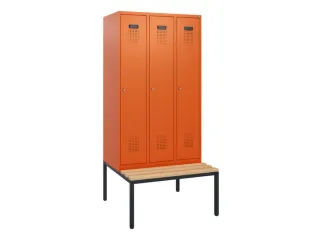 locker met bank,HxBxD 1950x900x815mm,3vak,vak B 300mm,cilinderslot - 2