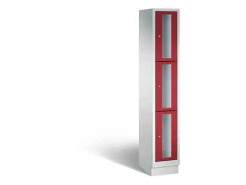 Lockerkast 1800x320x500mm 1x3 vakken Cilinderslot, Sokkel, RAL3003