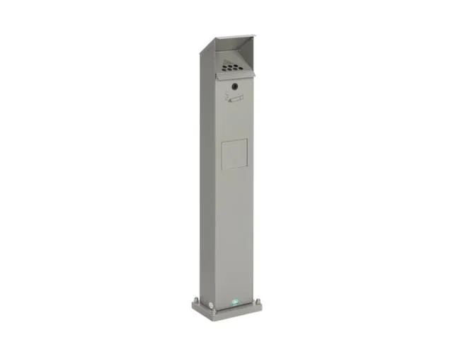 Combi-asbakstaander vierkant staal 2/5 liter 1150x180x150mm Zilver