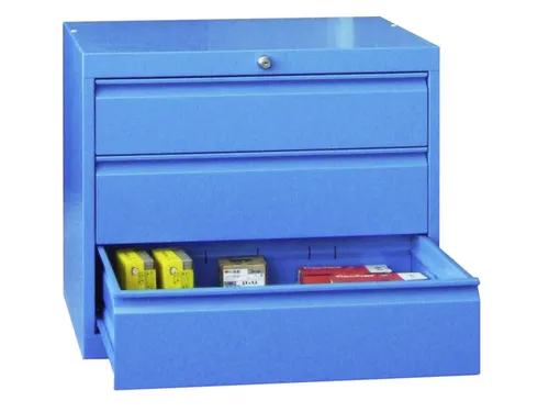 ladekast,HxBxD 600x715x600mm,3lade(n),cil.-slot,RAL7035,front RAL3000