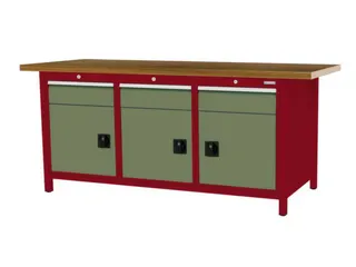 werkbank,HxBxD 860x2000x750mm,onderstel RAL3003,fronten RAL6011 - 3
