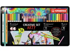 Creative set STABILO 87/3193 Arty assorti metalen etui à 36 stuks