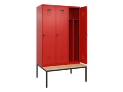 locker met bank,voor scheiding van kleding,HxBxD 2120x1200x815mm,3vak