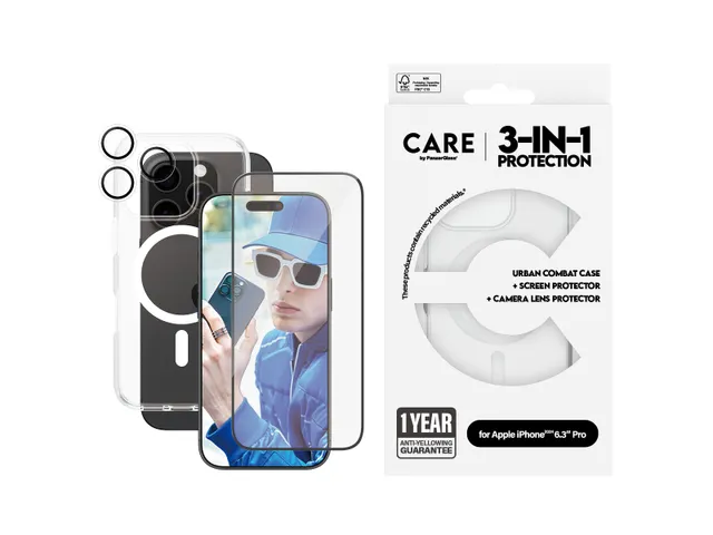 PanzerGlass | CARE by Flagship 3-in-1 Bundle iPhone 16 Pro, Appl