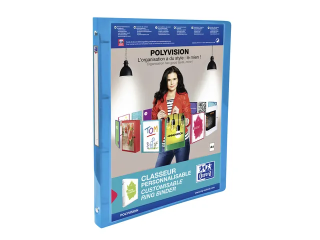 Presentatieringband Elba Polyvision A4 4 rings O-mech 15mm blauw