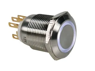Drukknop IN Roestvrij Staal Spdt 1NO 1NC - Witte Ring - 19mm - 1