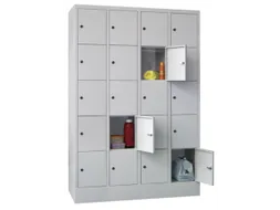 lockerkast,4x5vakken,vak B 300mm,cil.-slot,RAL7035,front RAL5010