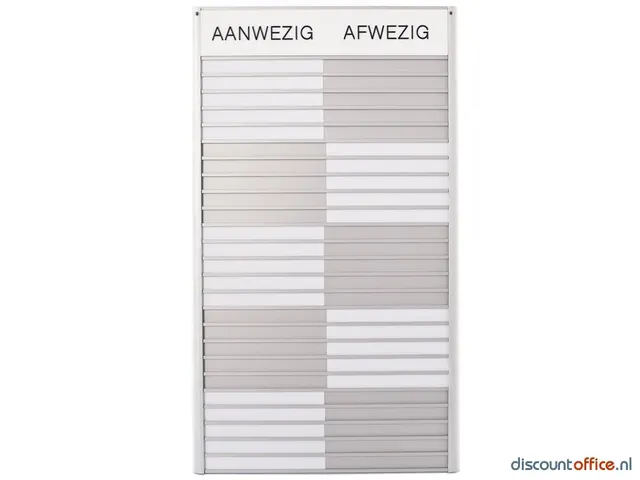 In-uit Bord 20 Namen Aluminium Aan/afwezigheidsbord Wit