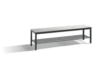 omkleedbank,HxLxD 438x1500x353mm,HPL zilvergrijs,frame staal RAL7021 - 1