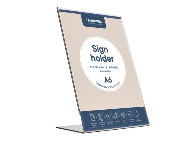 Kaarthouder Europel L-standaard A6 staand acryl