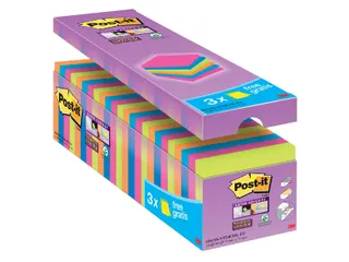 Memoblok 3M Post-it 654 Super Sticky 76x76mm 21+3 gratis assorti - 2