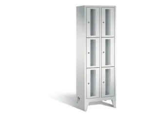 lockerkast 1850x610x500mm 2x3 vakken Cilinderslot Poten, RAL7035 - 2