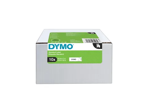 Labeltape Dymo LabelManager D1 polyester 19mm zwart op wit 10 stuks