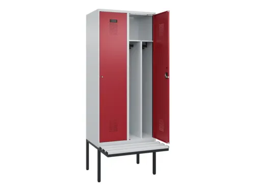 locker met bank,voor scheiding van kleding,HxBxD 2120x800x815mm,2vak