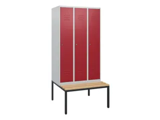 locker met bank,HxBxD 1950x900x815mm,3vak,vak B 300mm,cil.-slot - 1