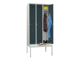locker met bank,HxBxD 2150x900x500mm,3vak,RAL7035,front RAL7016 - 1