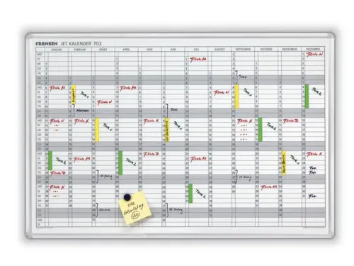 jaarplanner HxB 60x90cm magnetisch bord wit met raster