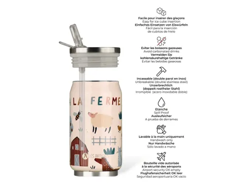 Thermosbeker Les Artistes Paris blik 280ml Farm met Rietje