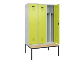 locker met bank,voor scheiding van kleding,HxBxD 2120x1200x815mm,3vak - 1