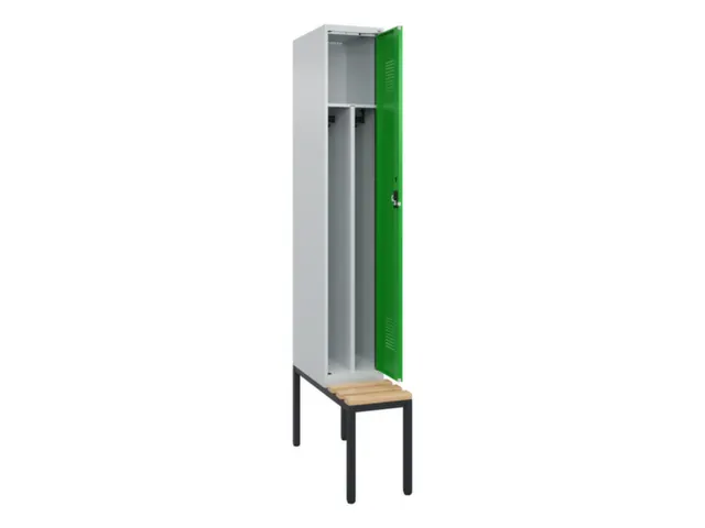 locker met bank,voor scheiding van kleding,HxBxD 2120x300x815mm,1vak