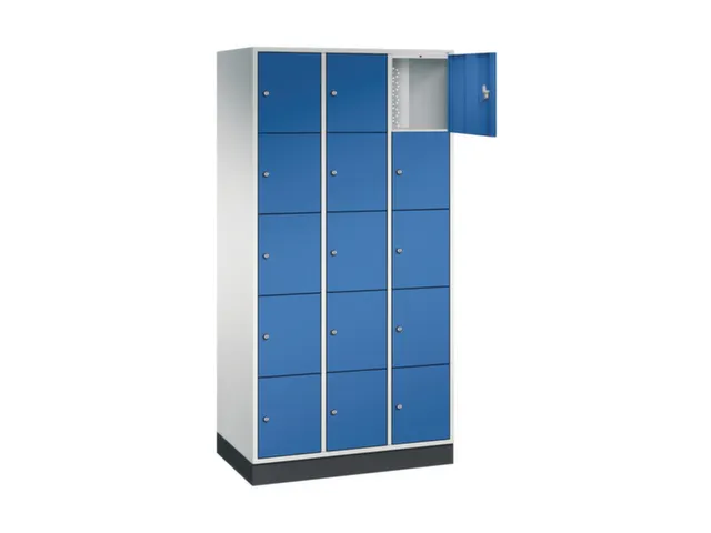 lockerkast,RAL 7035/RAL 5010,HxBxD 1950x920x500mm,3x5vakken,cil.-slot