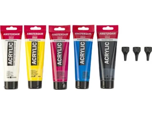 Acrylverf Primair 120 Ml, 5 Tubes + 3 Tuiten