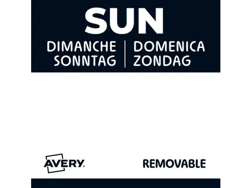 Etiket Avery HACCP zondag zwart 25x25mm 1000 stuks